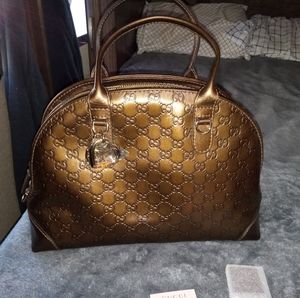 Gucci Bronze Guccissima Leather Bowling Bag BRAND NEW